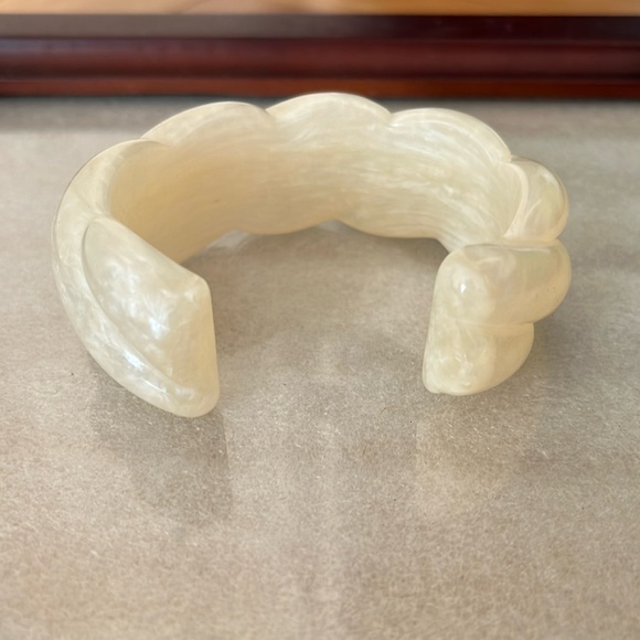 J.Crew Iridescent Ivory Acetate Braided Cuff Bracelet Small/Medium - Picture 2 of 4